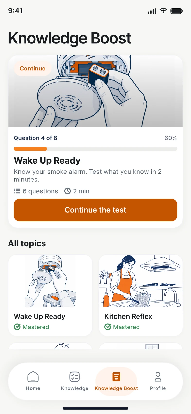 Knowledge Boost in FireHub Personal on the phone.