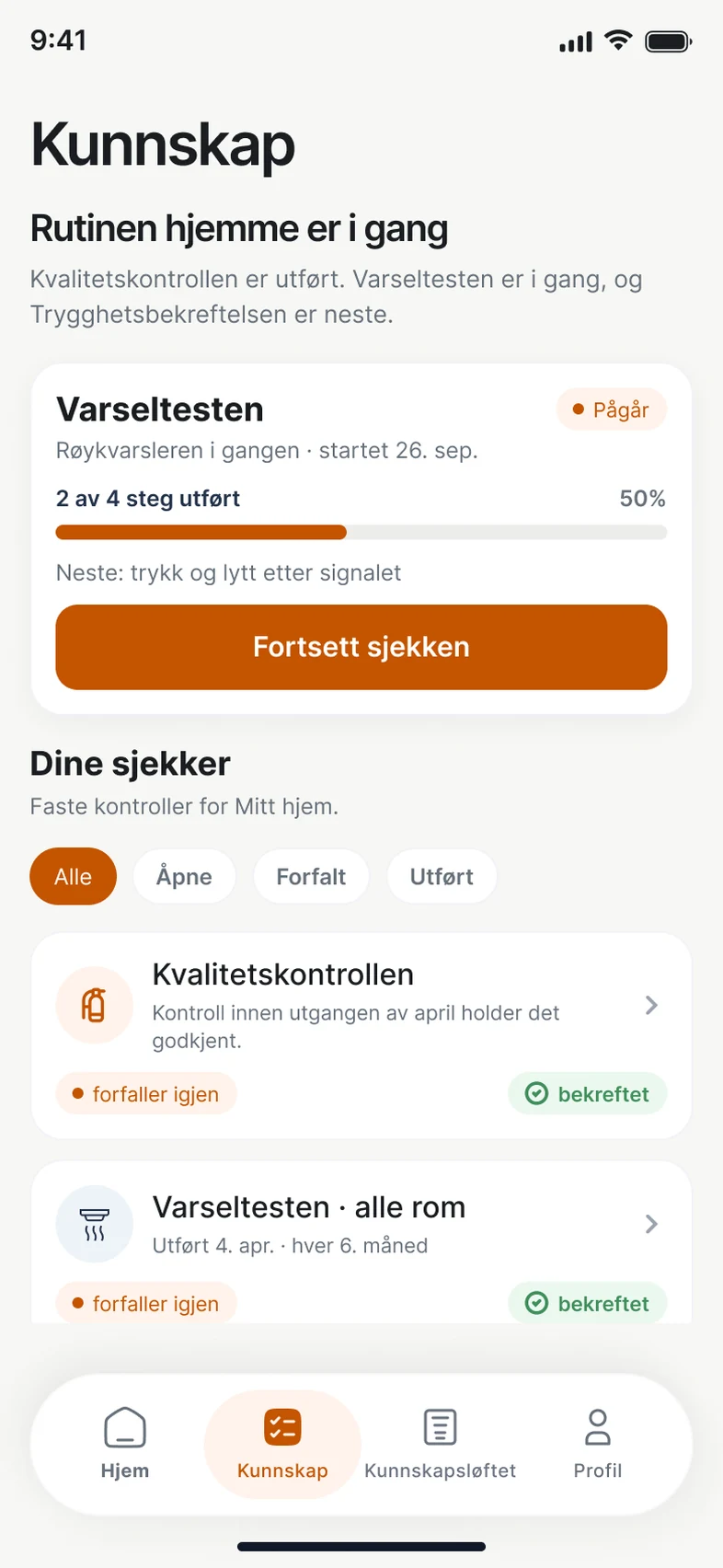 Kunnskap i FireHub Personal på mobilen.